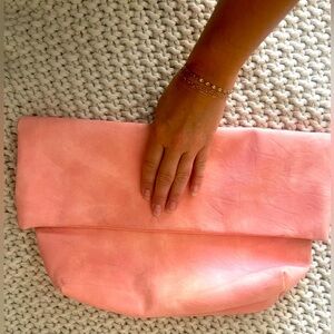 Anthropologie large pink clutch